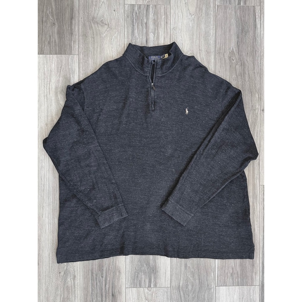 Polo Ralph Lauren Mens Estate Rib Quarter Zip Pullover Charcoal Grey Heather 3XB